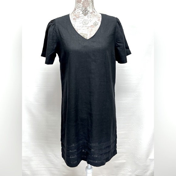 NICOLE MILLER Black‎ Linen blend puff sleeve mini dress size S - Picture 1 of 13